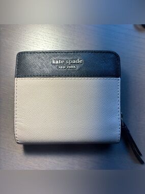 kate spade Two-Tone Zip Around Wallet in Black & Pink